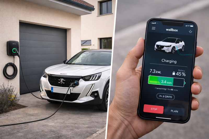 Borne de recharge de voiture électrique Wallbox avec application de gestion dynamique